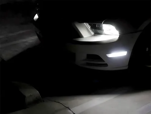 Miniatura 3 de iJDMTOY Juego Completo de Luz LED de Marcador Lateral con Lente Ahumada 27-SMD Blanca, Compatible con Parachoques Delantero Ford Mustang 2010-2014