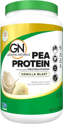Miniatura 10 de Growing Naturals Polvo de proteína de guisante crudo, proteína vegana a base de plantas, BCAA, baja en carbohidratos, baja en azúcar, original sin
