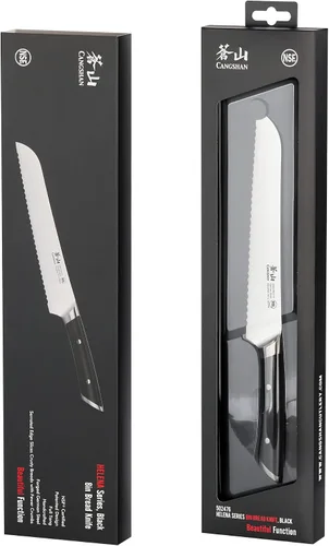 Miniatura 7 de Cangshan HELENA Series 502476 Cuchillo de pan forjado de acero alemán de 8 pulgadas (negro)