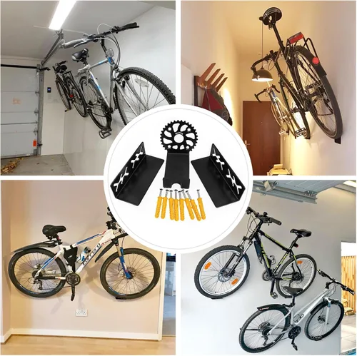 Miniatura 8 de MZYRH Soporte de pared resistente para bicicleta, acero inoxidable, 1 paquete, negro