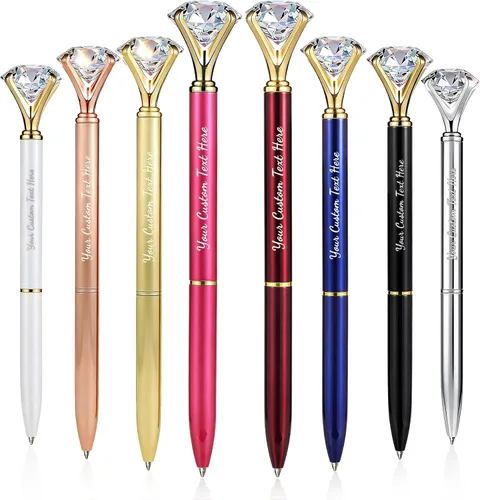 Personalizado 20 Piezas Big Diamond Pen Rhinestones Crystal Metal Bolígrafo Promocional Tinta Negra