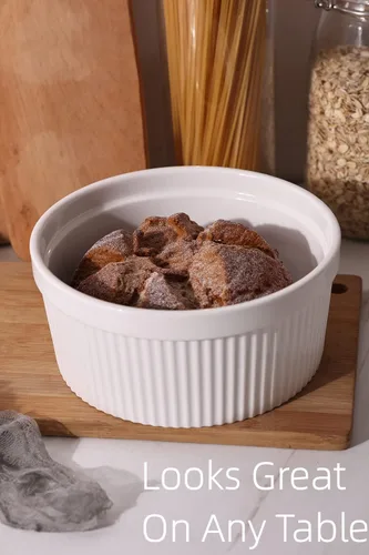Miniatura 6 de Ramekins de 64 onzas, 1 plato de porcelana para souffle, crema brulee, pudín, tazas de natillas, juego de cuencos para hornear, apto para horno