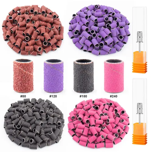 Miniatura 9 de Juego de bandas de lijado para taladro de uñas, portátil, juego de 3 colores gruesos de grano fino Efile Sand Set 80#120#180#240#, 2 piezas