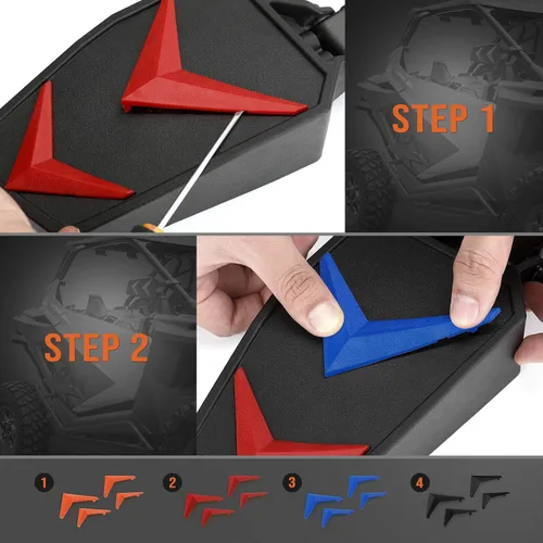 Miniatura 2 de KEMIMOTO UTV - Espejos laterales color negro, azul, rojo y naranja, compatible con Polaris RZR Talon Can Am Rearview funciona con jaula antivuelco