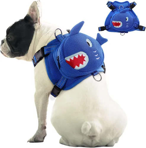 IDOMIK - Mochila para perro con arnés, mochila sin tirón con anillo en D para perros pequeños y medianos, linda mochila autoportante para perros,