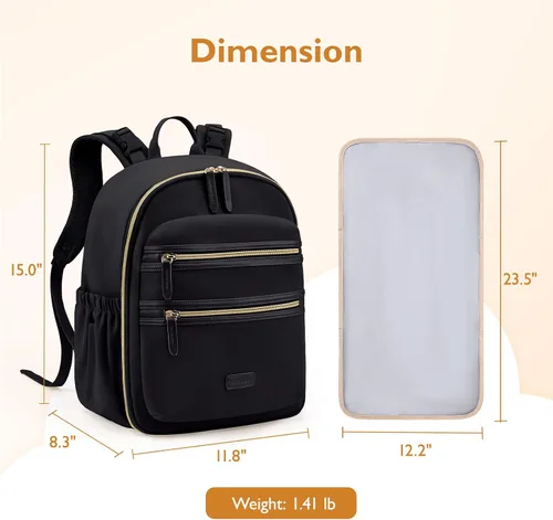 Miniatura 6 de mommore Mochila de Pañales de Neopreno Pequeña Bolsa de Bebé Mochila de Viaje Mini para Pañales para Recién Nacidos con Bolsillos Aislados, Correas