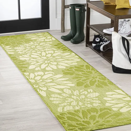 Miniatura 23 de JONATHAN Y Alfombra Corredor de Tejido Texturizado Floral para Interiores y Exteriores 2X8 Marrón/Crema, Zinnia Moderna para Patio Trasero, Patio
