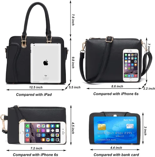Miniatura 39 de Bolsos de mano de moda para mujer, bolsa de hombro, asa superior, bolsa de mano, juego de 4 piezas