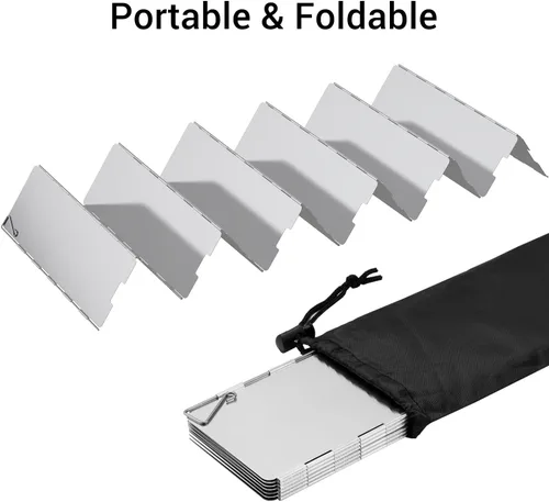 Miniatura 4 de Ohuhu - Parabrisas para estufa de campamento, pantalla de 8/10/12 placas de aluminio plegable portátil para camping, parabrisas, pantalla de viento