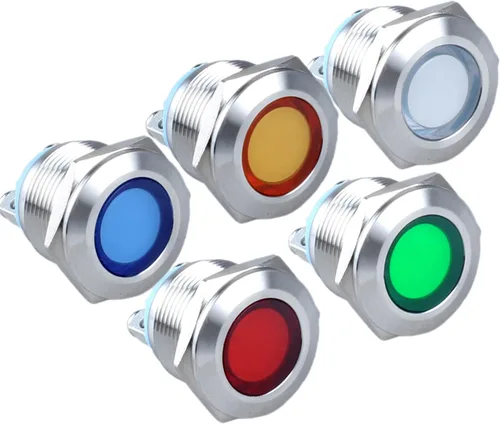 Miniatura 8 de 5pcs 0.472 in 12V-24V 15mA indicador LED de ahorro de energía impermeable IP67 luz de señal de metal piloto Dash lámpara de 0.47 pulgadas agujero