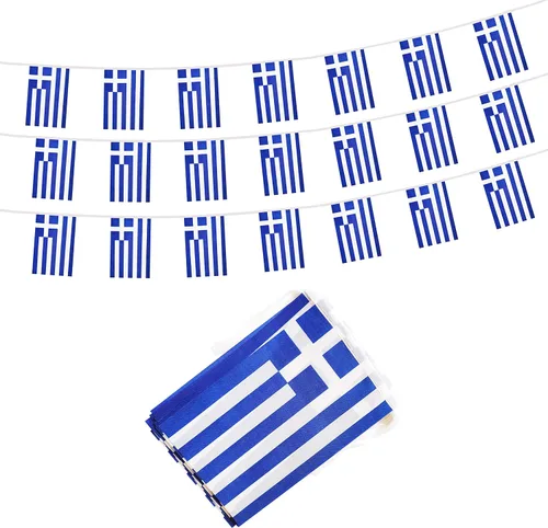 Miniatura 14 de Cadena de bandera argentina de 50 pies, 38 mini banderas argentinas pequeñas, Día de la Independencia del 4 de julio, eventos patrióticos, deportes