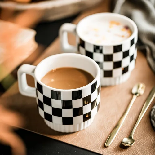 Miniatura 7 de Miamolo Juego de 4 tazas de café apilables con estante de 11 oz, juego de tazas de té con cuchara pequeña para café, té, cacao, leche, taza de café