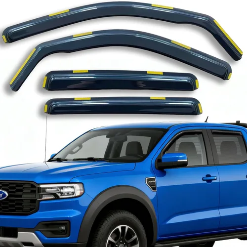 Miniatura 12 de Protectores de lluvia extra duraderos en el canal, viseras de ventana para camioneta Silverado/Sierra 1500 Crew Cab 2019-2026, deflectores