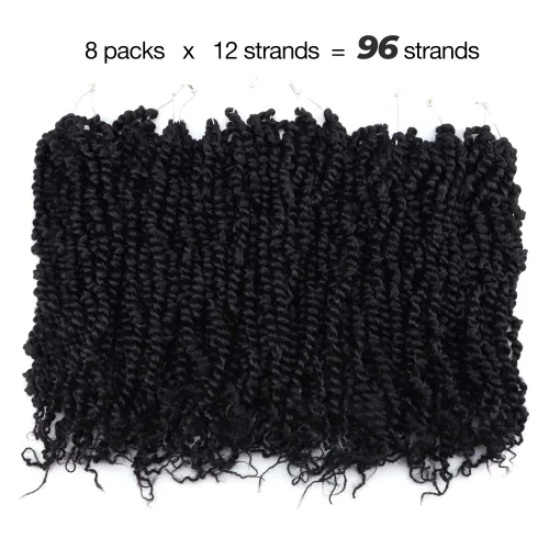 Miniatura 6 de TOYOTRESS Tiana Passion Twist Hair - Cabello Passion Twist de 16 pulgadas, trenzas pretrenzadas de ganchillo negro natural, extensiones de cabello 1b