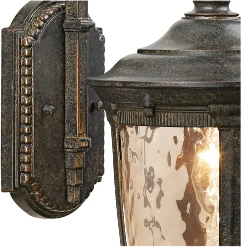 Miniatura 8 de John Timberland Bellagio Lámpara de Carruaje Europea para Exteriores Metal Bronce 16 1/2" Vidrio Martillado Aplique de Pared para Exterior Casa