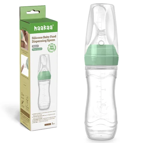 Miniatura 10 de Haakaa Comedero de silicona para bebés de 4 onzas, comedero de cereales para bebés, alimentador de alimentos frescos para bebés, botella de Melocotón