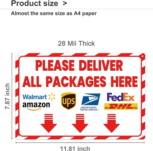 Miniatura 7 de ALKB Letrero de entrega para paquetes Please Deliver All Packages Here Arrows - Instrucciones de entrega para uso al aire libre, 8 x 12 pulgadas