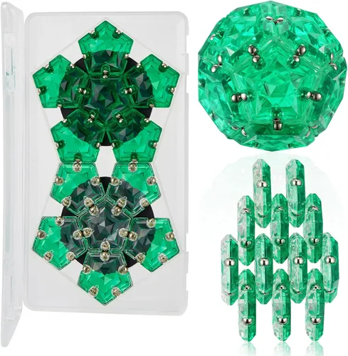 Miniatura 16 de LAFFTRAK - Esfera magnética antiestrés con imanes, juguetes sensoriales - Verde brillante cristalino; juego de 12 piezas - Creatividad más allá