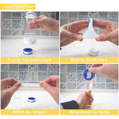Miniatura 5 de VOTMELL 8 Rollos Cinta de Teflón para Fontaneros de 1/2 Pulgada (Ancho) X 520 Pulgadas (Largo), Cinta de Sellado de Tuberías y Roscas de Fontanería