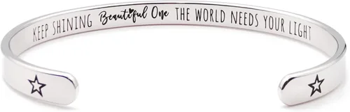 Miniatura 40 de Dczosily Pulseras inspiradoras para mujer, de acero inoxidable, pulseras motivacionales, regalos personalizados para mejores amigas