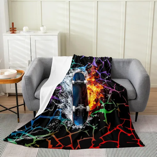 Miniatura 12 de Erosebridal Manta de snowboard de 40 x 50 pulgadas, moderna manta abstracta para niños y niños, acogedora para cama y sofá, manta de forro polar