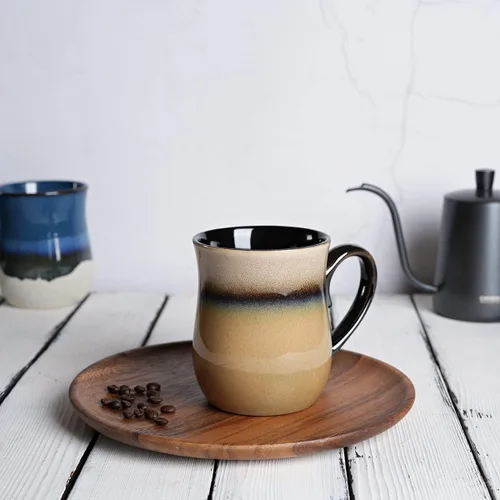 Miniatura 4 de Bosmarlin Taza grande de café de cerámica, 20 onzas, taza de té grande para oficina y hogar, apta para lavavajillas y microondas (20 onzas, nuez)