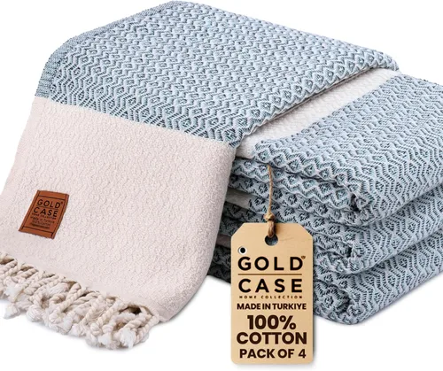 Miniatura 33 de Gold CASE - Juego de 4 Toallas de Mano Turcas para Baño, 20 x 40 pulgadas, Toallas de Baño 100% Algodón, Toalla Pequeña de Cocina Aphrodite