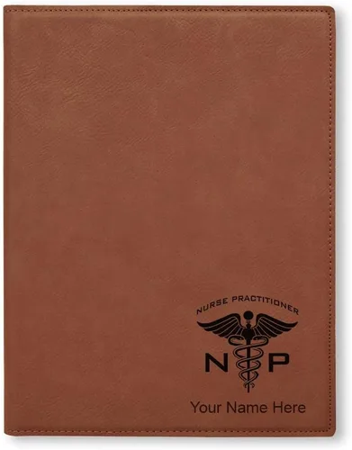 Miniatura 9 de Bloc de notas pequeño de 7 x 9 pulgadas, enfermera practicante NP, grabado personalizado incluido (negro con plata)