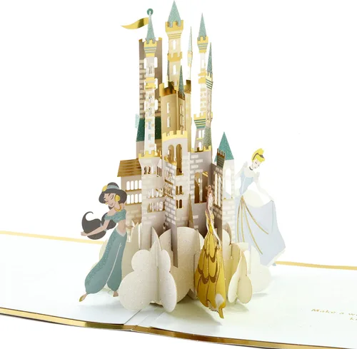Hallmark Signature Paper Wonder - Tarjeta de cumpleaños desplegable de princesa Disney (jazmín, bella, cenicienta, ariel)