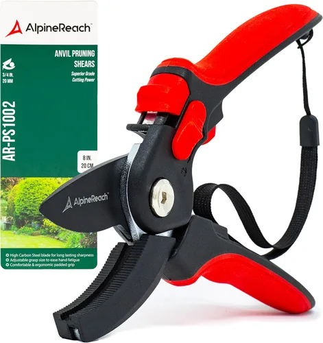 Miniatura 9 de AlpineReach Juego de tijeras de podar de derivación y yunque para jardinería, podadoras ergonómicas afiladas, mango suave ajustable para manos