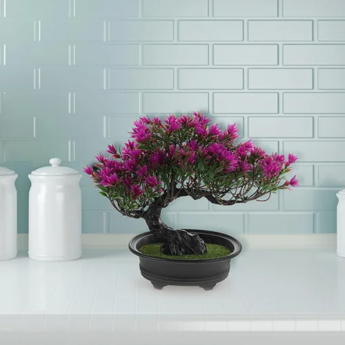 Miniatura 4 de HOMSFOU Plantas falsas en maceta, planta de vegetación falsa, flores artificiales en maceta, árbol artificial de simulación de árbol de bienvenida