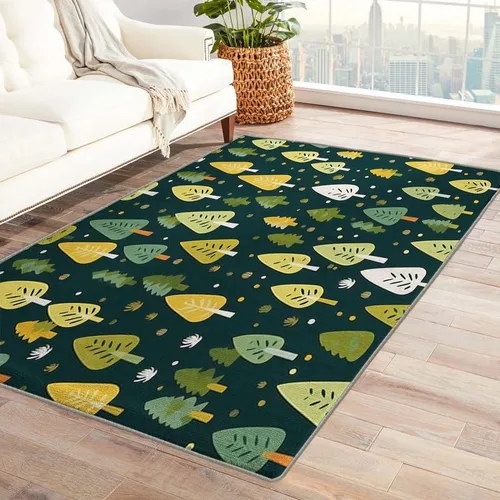 Alfombras de bosque para entrada, dormitorio, sala de estar, alfombra de bosque de 2 x 3, lavable, antideslizante, suave, alfombra de pelo bajo,