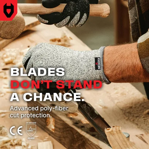 Miniatura 4 de NoCry Guantes de trabajo resistentes a cortes profesionales para hombres y mujeres con agarre firme y palmas impermeables — Puntas táctiles y pulgar