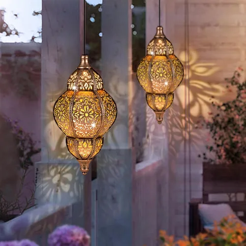 Miniatura 7 de Faroles solares impermeables para exteriores, farol solar colgante para decoración de jardín, luces decorativas de jardín para patio, césped