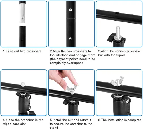 Miniatura 7 de Meking Soporte de fondo para fotos en forma de T, 4 x 6.5 pies/3.9 x 6.6 ft, sistema de soporte de fondo portátil con 2 abrazaderas de resorte