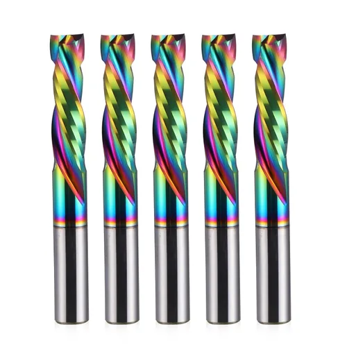 Miniatura 12 de Fresa de carpintería, revestimiento DLC, corte arriba y abajo, 2 flautas, herramienta de fresado de carburo en espiral, router CNC, brocas