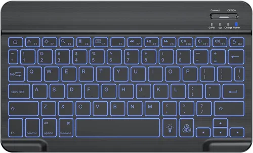 Miniatura 2 de OMOTON Teclado Bluetooth, teclado inalámbrico recargable para iPad, iPad Pro, iPad mini, iPad Air con LED iluminado (negro)