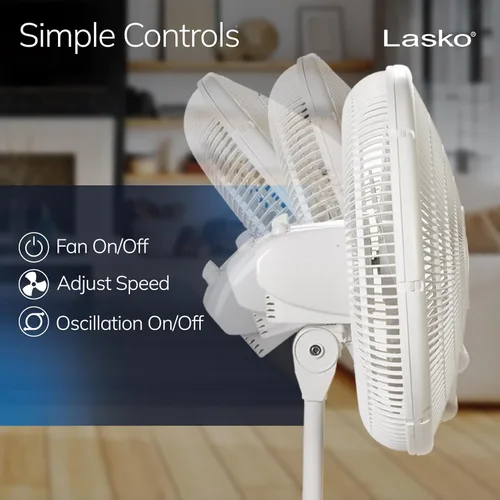 Miniatura 4 de Lasko Ventilador oscilante de pedestal – Ventilador de pie para dormitorio, sala de estar y oficina en casa – Altura ajustable – 3 velocidades