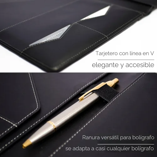Miniatura 7 de STYLIO - Padfolio, carpeta organizadora de portafolio p/currículum/entrevista, documento legal, tarjeta comercial, bloc de notas tamaño carta Negro