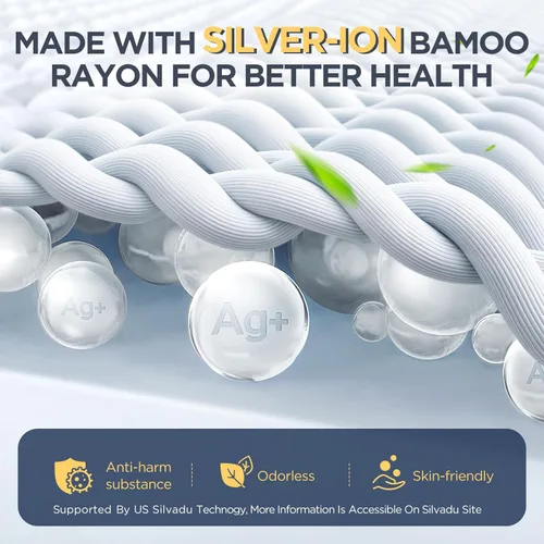 Miniatura 2 de Protector de colchón impermeable premium hecho de rayón de bambú con iones de plata, funda de colchón con infusión de plata para una mejor seguridad