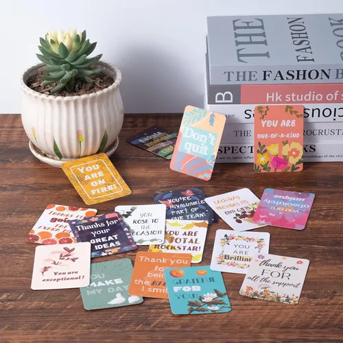 Miniatura 4 de 50 tarjetas inspiradoras únicas, mini tarjetas de notas de bondad motivacionales con citas de aliento, apreciación, gratitud, tarjetas