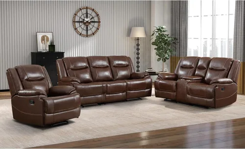 Miniatura 11 de EBELLO Genuine Leather Recliner Manual Chair for Living Room, 1 Seater Reclining Sofa Chair with Headrest and Armrest, Modern Durable Home Furniture