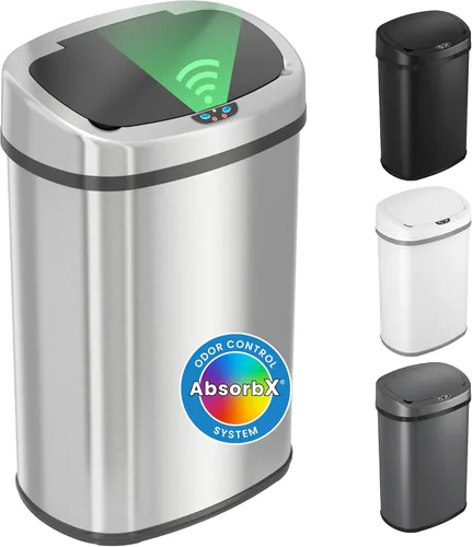 Miniatura 15 de iTouchless PUEDE DE BASURA AUTOMÁTICO DE 13 GALONES CON FILTRO DE ABSORTE DE OLOR Y BLOQUEO DE LA TAPA, PINDADOR DE BASURA DE COCINA DE SENSOR