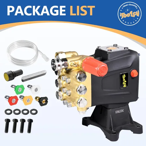 Miniatura 8 de TOOLCY Bomba de Lavadora a Presión 3600-4400 PSI Máx, Bomba de Presión de Émbolo Triplex 4 GPM, Bomba de Lavadora a Gas de Eje Horizontal de 1