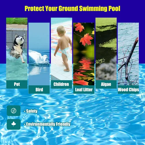 Miniatura 3 de ERRULAN Inground Pool - Cubierta azul para otoño e invierno, tapa de malla rectangular para jardín al aire libre, para seguridad de niños