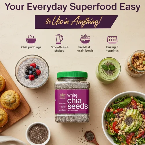 Miniatura 3 de Golden Crown - Semillas de chía orgánicas Semillas de chía blancas orgánicas sin gluten, sin OMG y veganas Omega-3 y fibra para apoyar