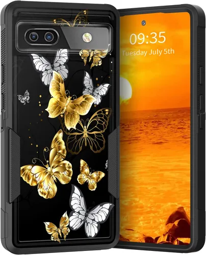Miniatura 181 de Funda para Pixel 6A, Híbrida de Doble Capa de Servicio Pesado Resistente a Prueba de Golpes PC Duro + Funda Protectora de Silicona Suave para Google