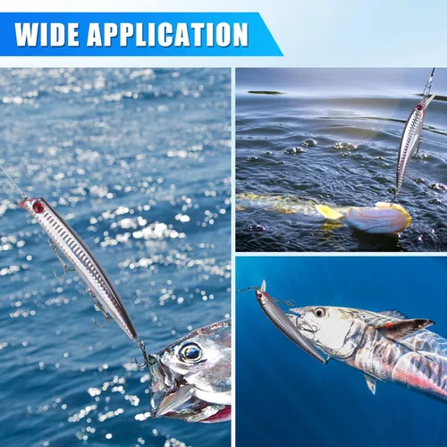 Miniatura 7 de Jerkbait - Kit de señuelos de pesca de agua salada, señuelos de pesca de surf, señuelos para buceo profundo, Jerkbait Popper Plugs Hard Minnow
