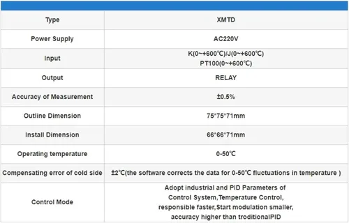Miniatura 3 de XMTD Series Dial Code 0-600 Celsius Degree K J PT100 AC 220V 75-75 mm Electronic Digital Temperature Controller Thermostat(XMTD J 600)