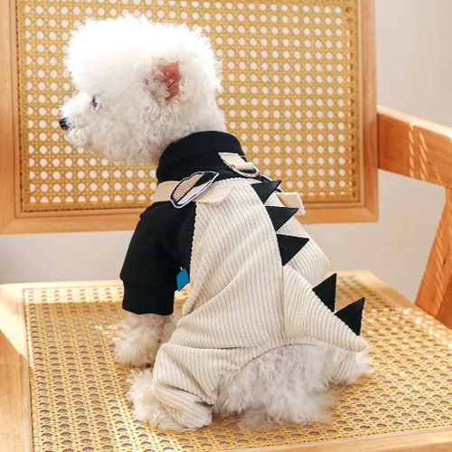 Miniatura 17 de Ropa de invierno para perros, camisas a cuadros para mascotas, elegante mono con babero para perros pequeños, lindos dibujos animados, monos